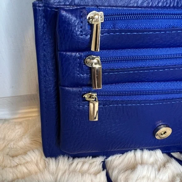 CLARKS ROYAL BLUE LEATHER WOVEN CROSSBODY - Picture 8 of 12